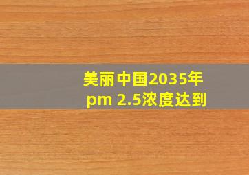 美丽中国2035年pm 2.5浓度达到